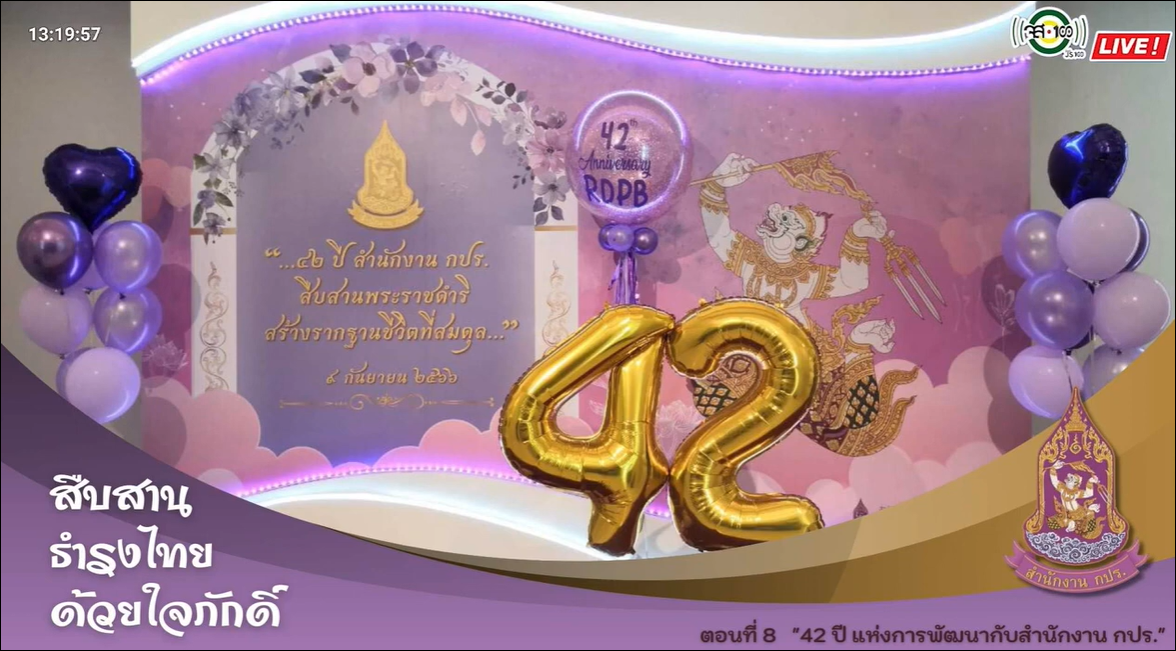 ปี 2566 : รายการ สืบสาน ธำรงไทย ด้วยใจภักดิ์ ตอนที่ 8 42 ปี แห่งการพัฒนากับสำนักงาน กปร.