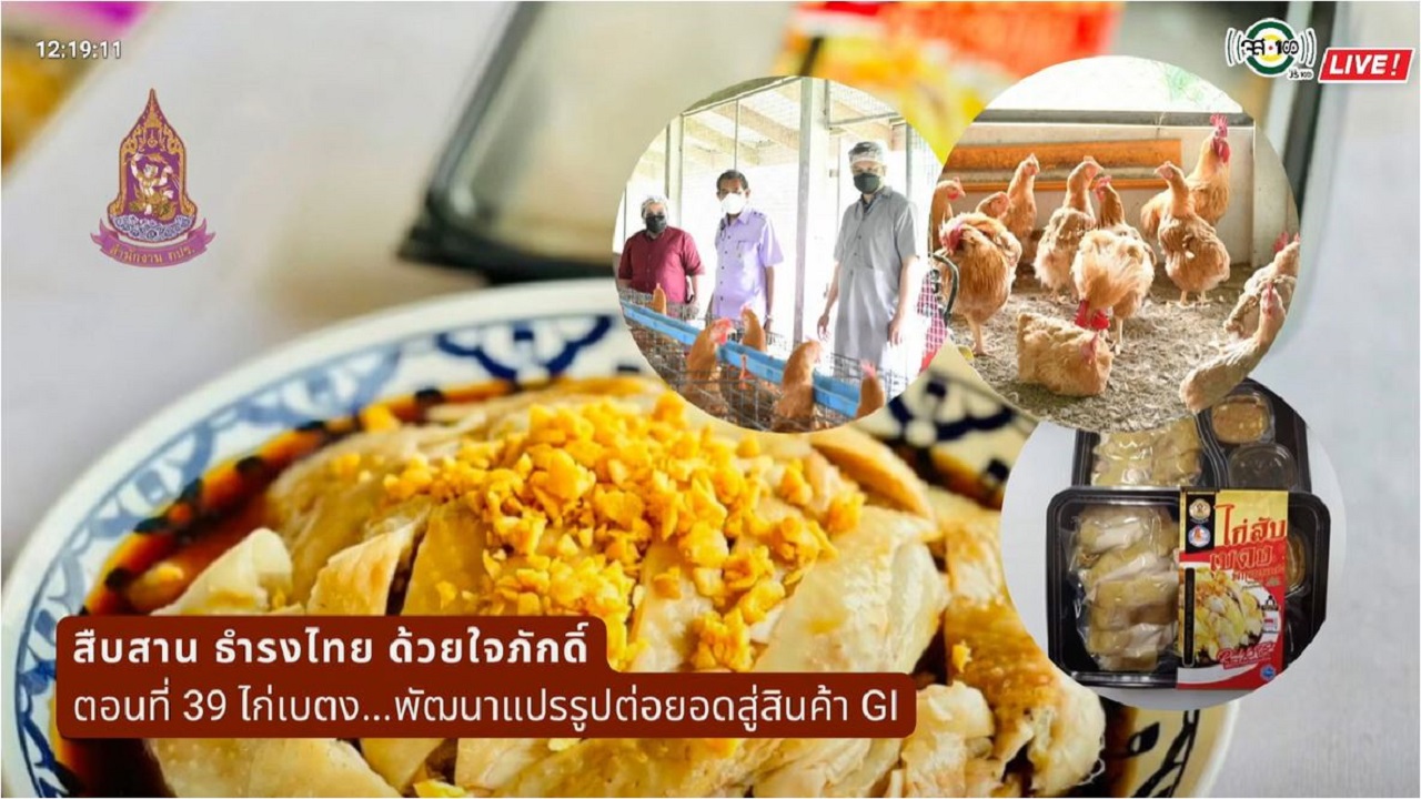ปี 2565 : รายการ สืบสาน ธำรงไทย ด้วยใจภักดิ์ ตอนที่ 39 ไก่เบตง...พัฒนาแปรรูปต่อยอดสู่สินค้า GI