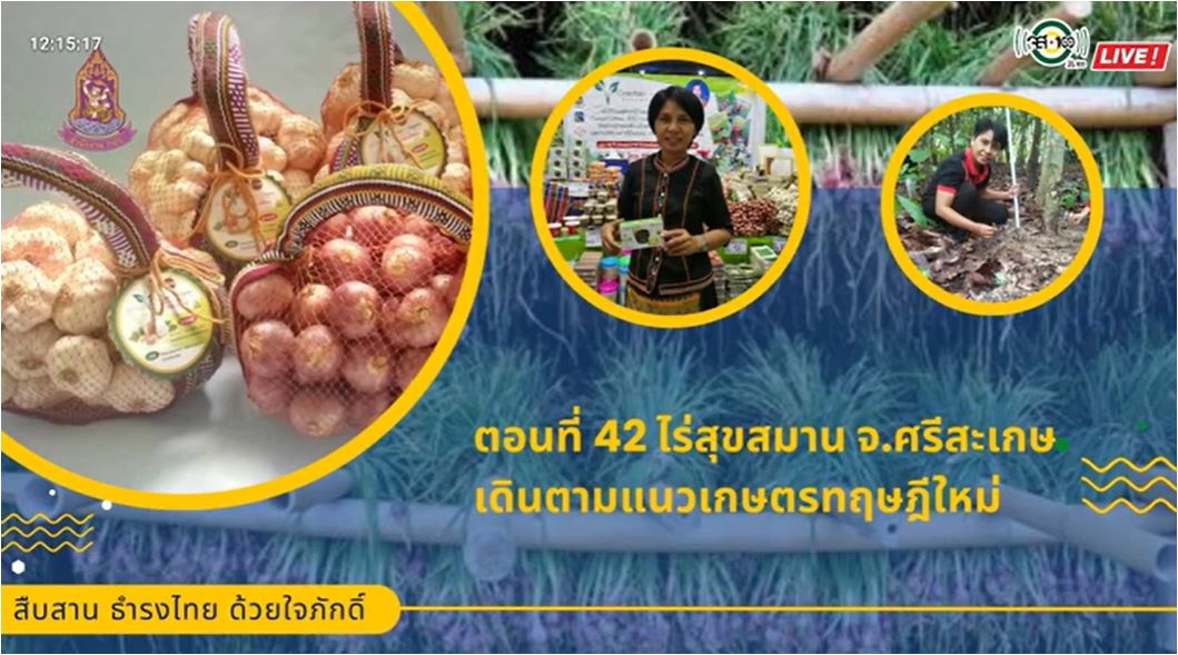 ปี 2565 : รายการ สืบสาน ธำรงไทย ด้วยใจภักดิ์ ตอนที่ 42 ไร่สุขสมาน จ.ศรีสะเกษ เดินตามแนวเกษตรทฤษฎีใหม่